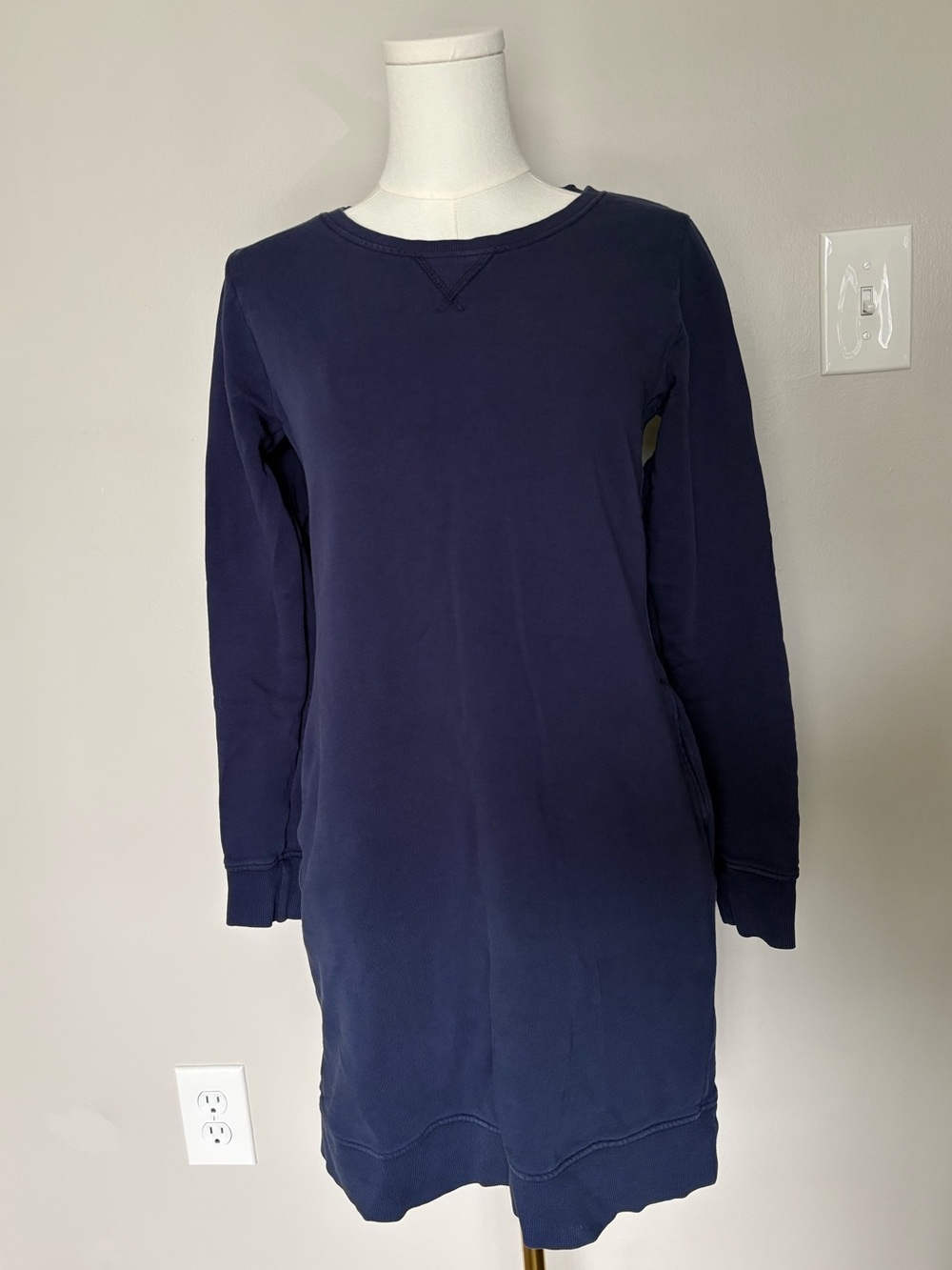 Pact Navy Crewneck Long-Sleeve Sweatshirt Dress